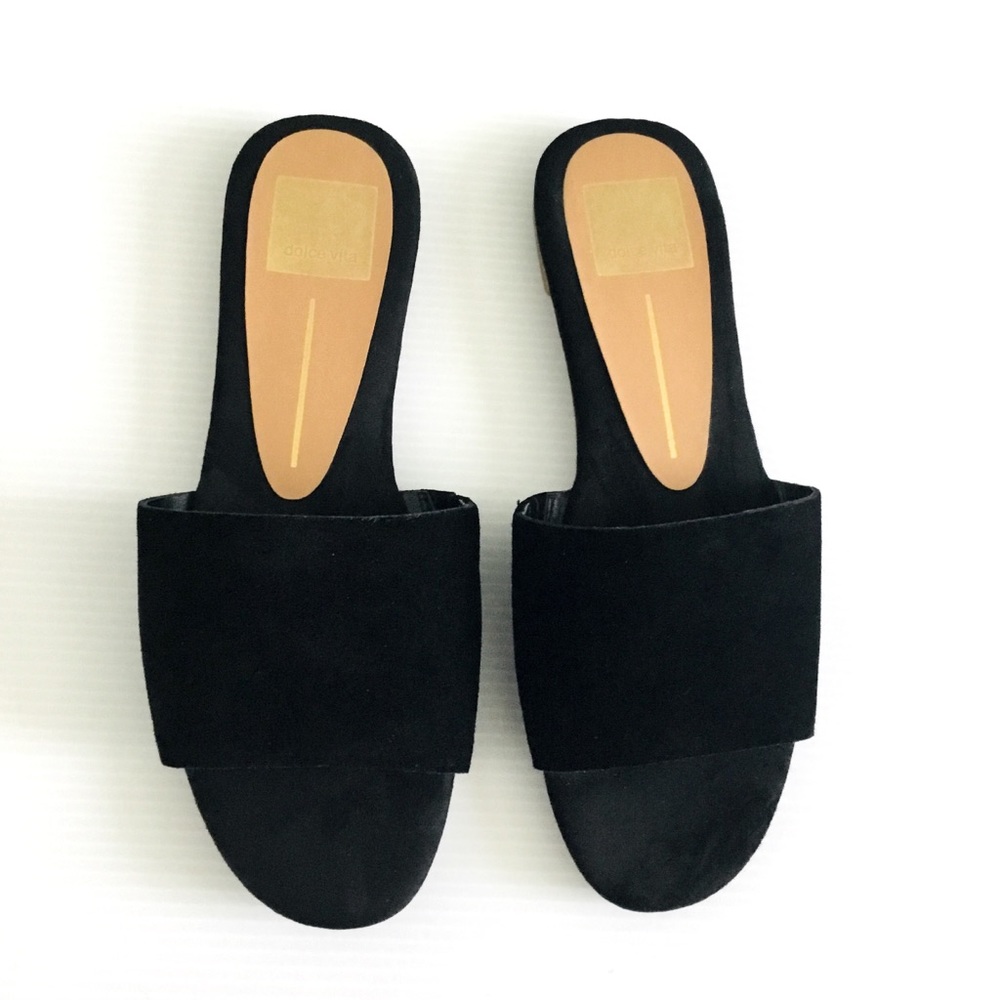 Dolce Vita Black Suede Slip on Sandals